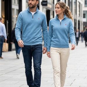 Ralph Lauren Blue Heather Pullover with Navy Polo Label